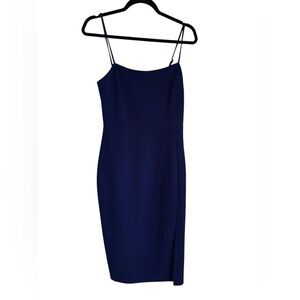 NWT Express‎ Navy Blue Front Slit Zip Side Cami Sheath Dress Size s PENCIL
